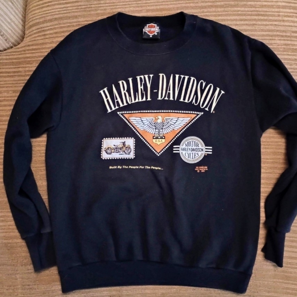 Vintage 3d Emblem Harley-Davidson Black Crewneck Sweater